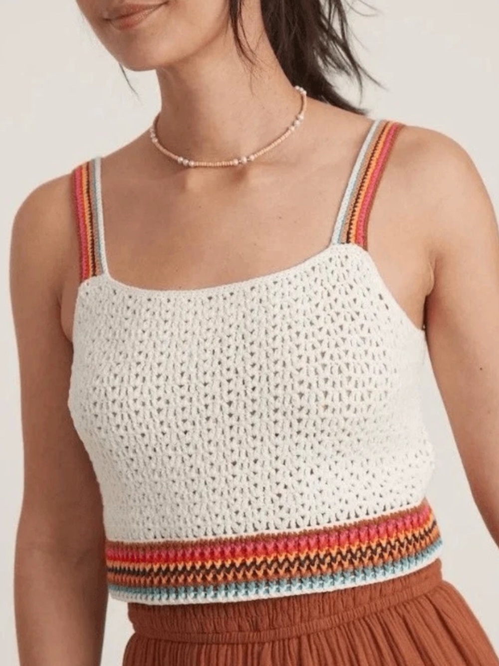 Marine Layer Crochet Multicolor Stripe Tank Top